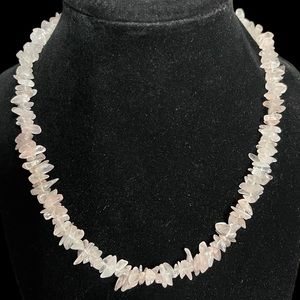 Pink Quartz Chip Necklace with Barrel Clasp